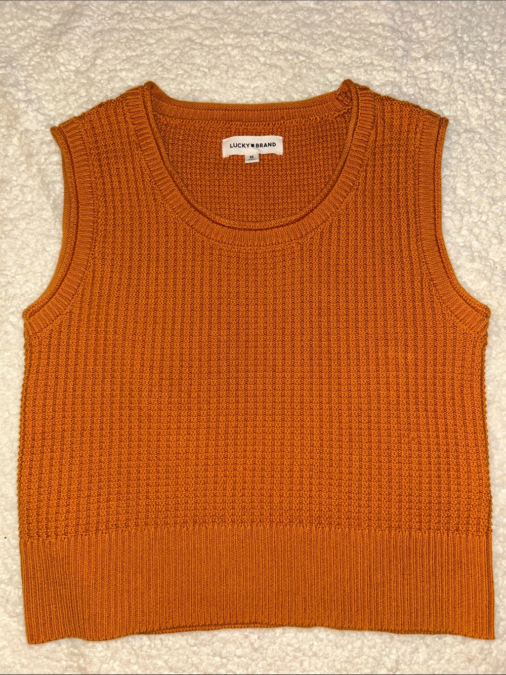 Lucky Brand Sleeveless Ribbed Knit Tank - Rust Orange